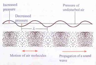 Longitudinal wave showing compressions and rarefactions